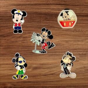 5 Mickey Mouse Disney Parks Trading Pins, Plus 2 Bonus Pins